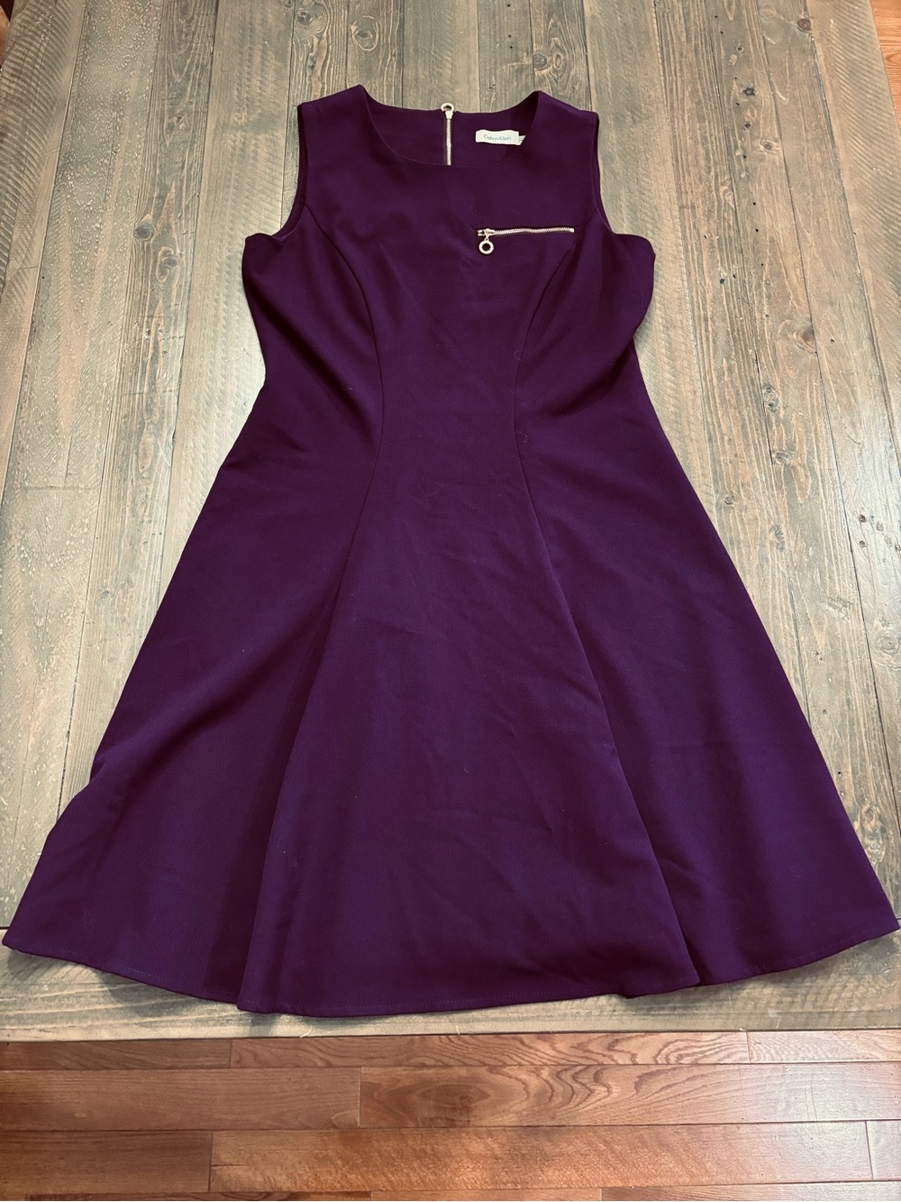 Calvin Klein Sleeveless Fit-and-Flare Dress with Zip Accent